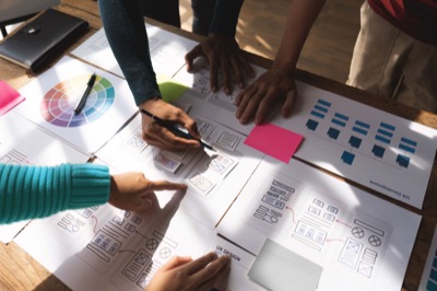 UX design team brainstorming