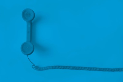 Vintage telephone handset blue