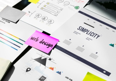 Web design workspace mockups