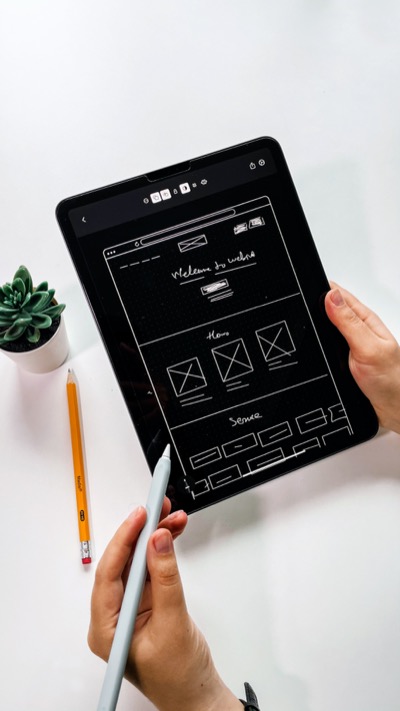 Website wireframe sketching iPad